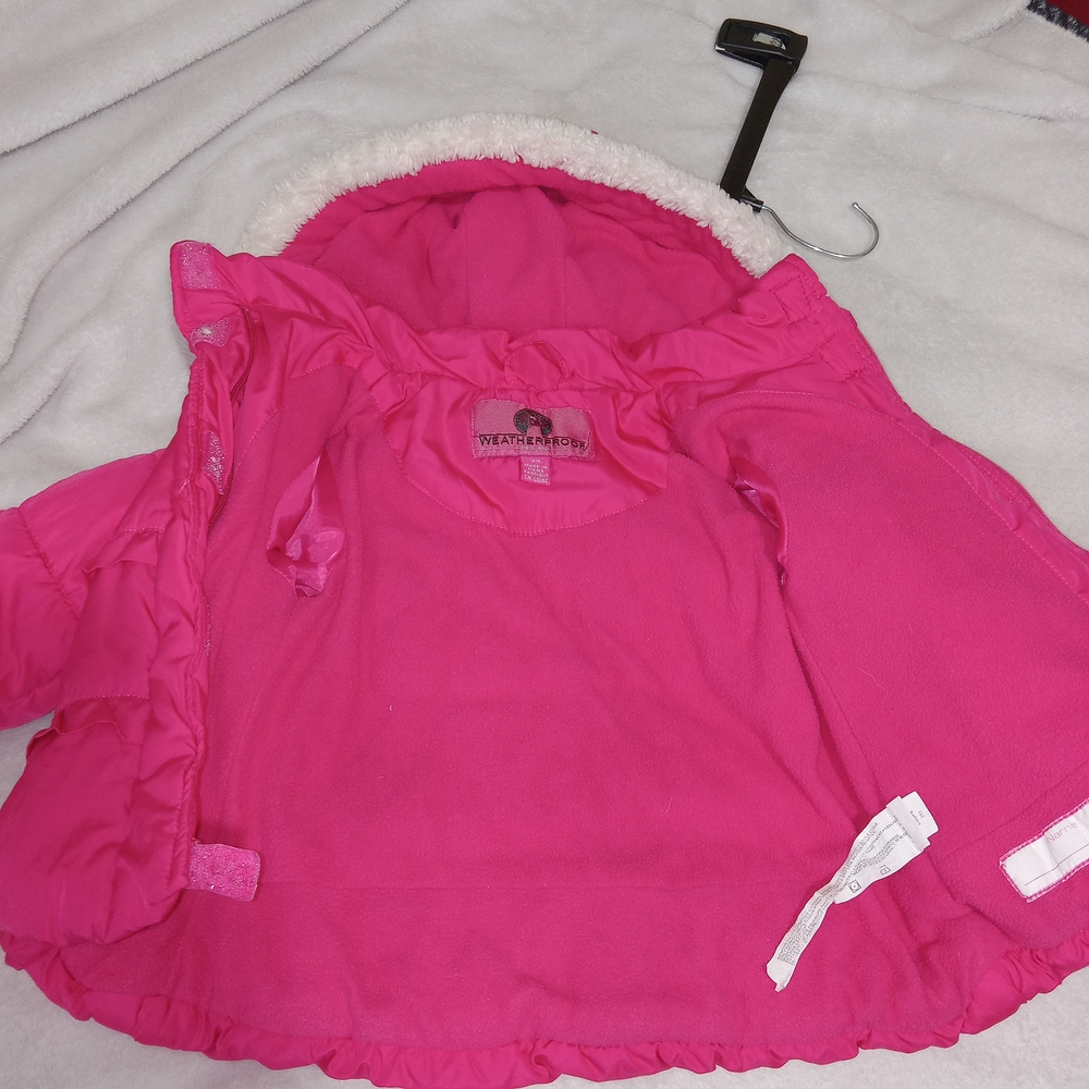 Weatherproof Baby Girls Winter Puffer Coat with Sherpa Trim 18M Ruffle Trim Cute - Picture 5 of 7